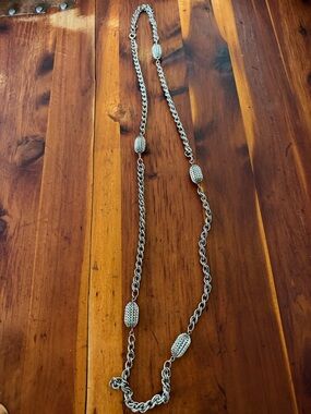 Silver Chain Necklace with Bead Accents - Women Jewelry